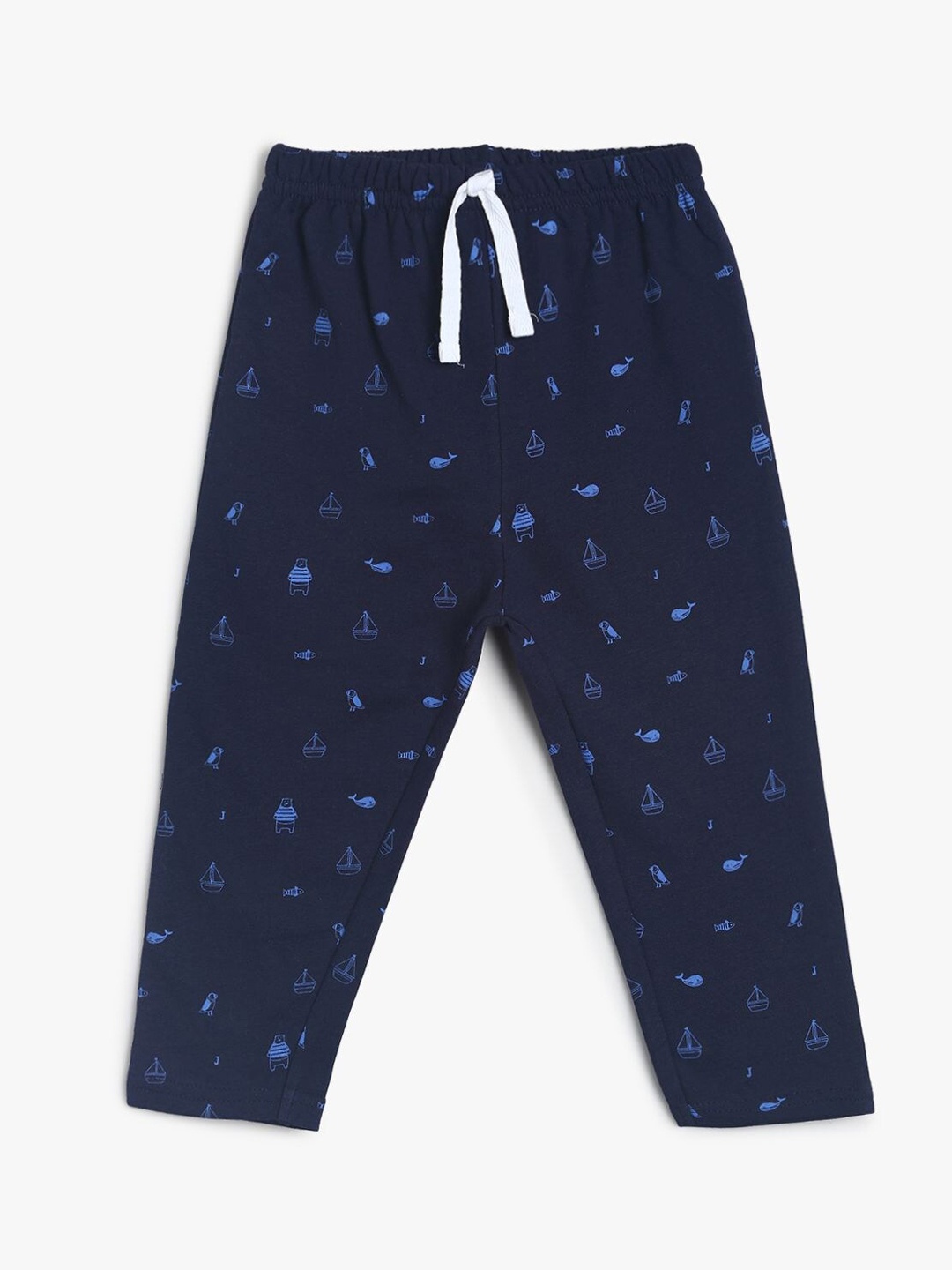 

MINI KLUB Boys Navy Blue Printed Pure-Cotton Track Pants