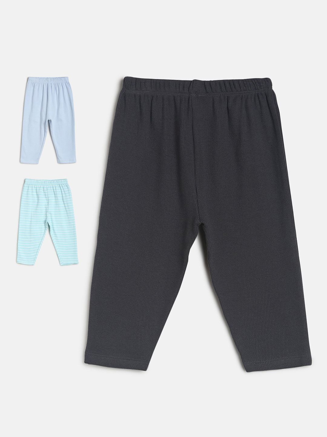 

MINI KLUB Boys Pack Of 3 Solid Pure-Cotton Track Pants, Black