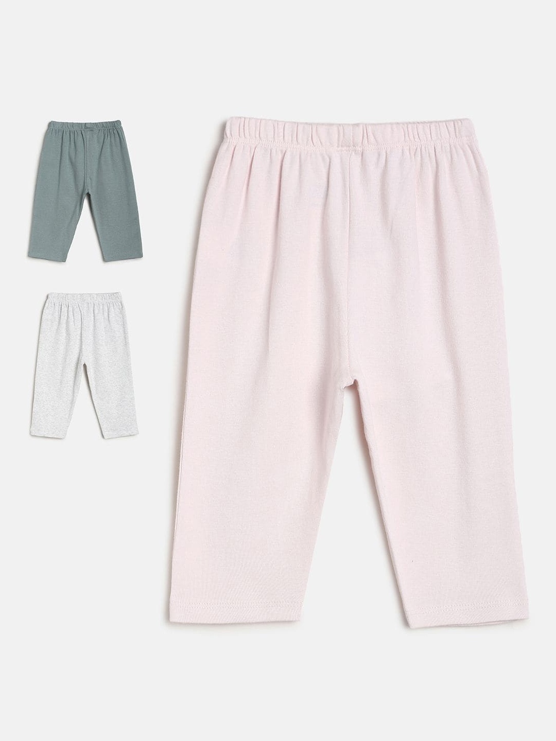 

MINI KLUB Boys Pack Of 3 Solid Pure Cotton Track Pants, Pink