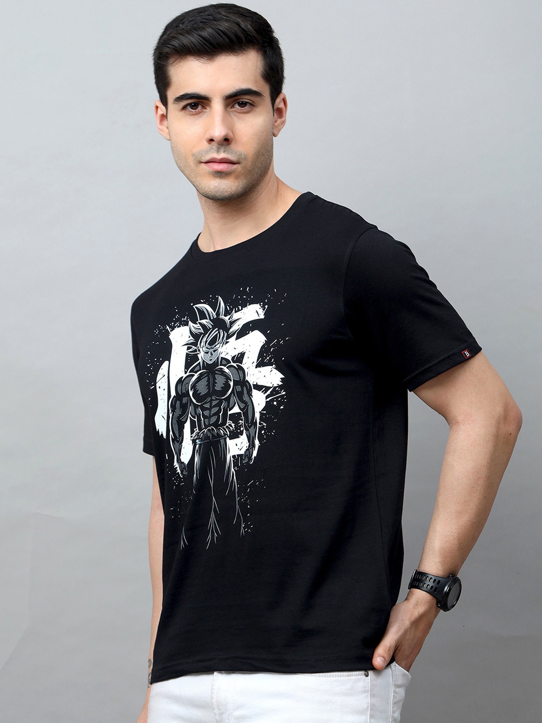 

Bushirt Men Black Printed Cotton T-shirt