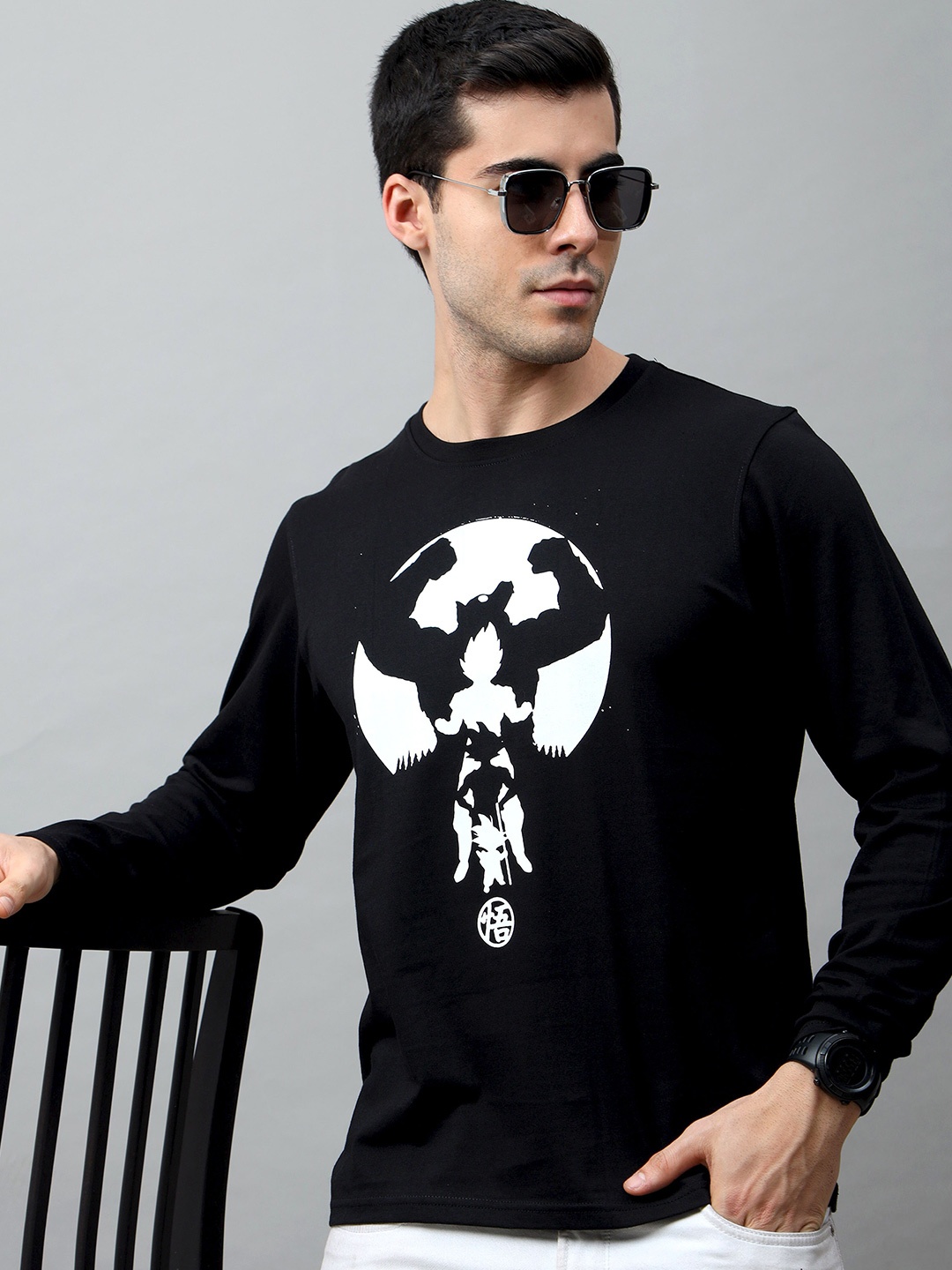

Bushirt Men Black Printed Cotton T-shirt