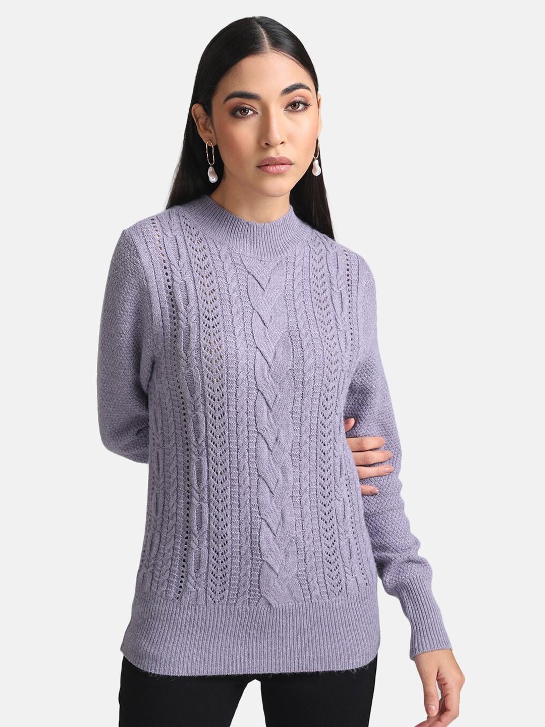 

Kazo Women Blue Cable Knit Pullover