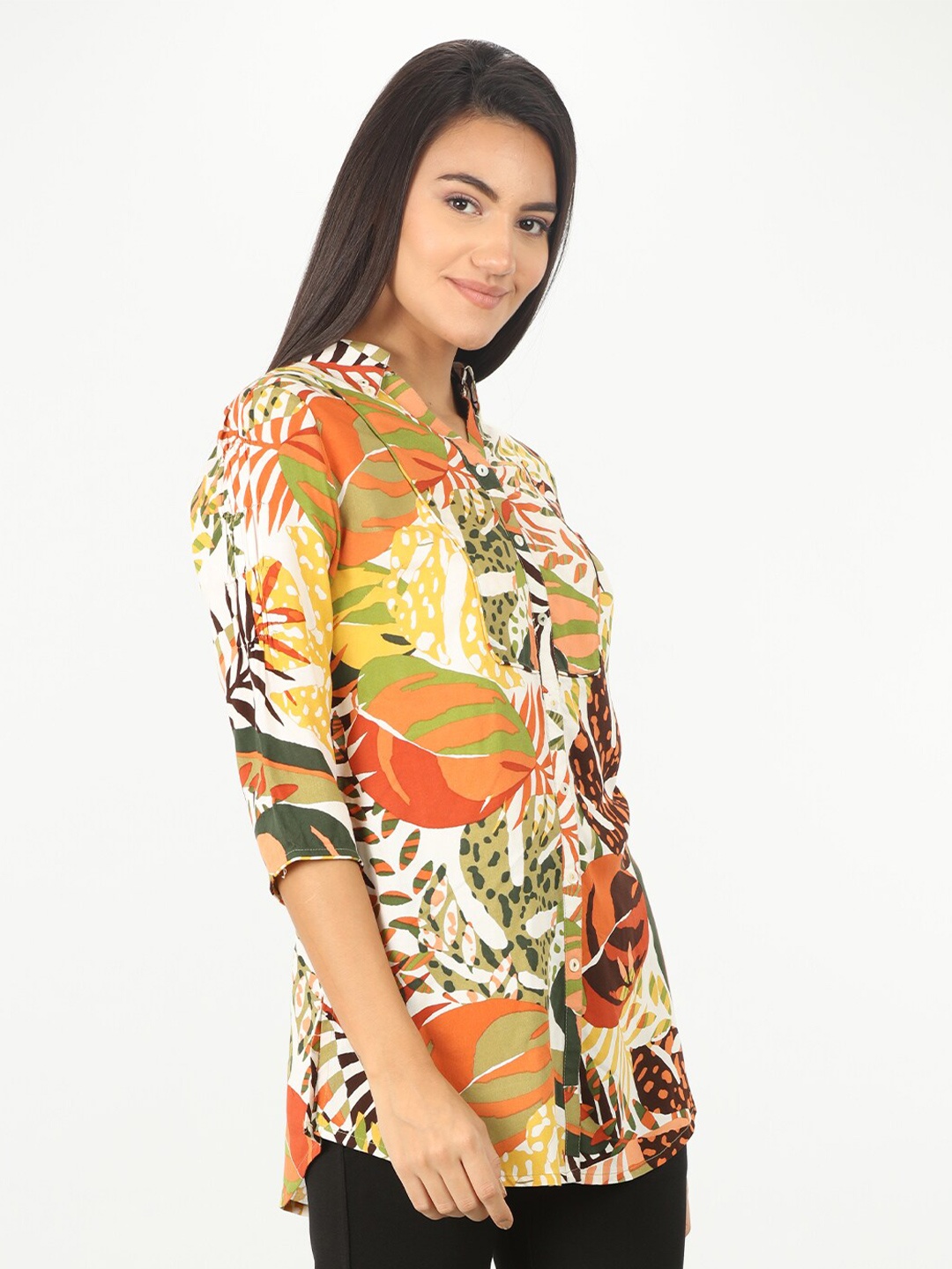 

Mustard Women Yellow Floral Printed Casual Shirt