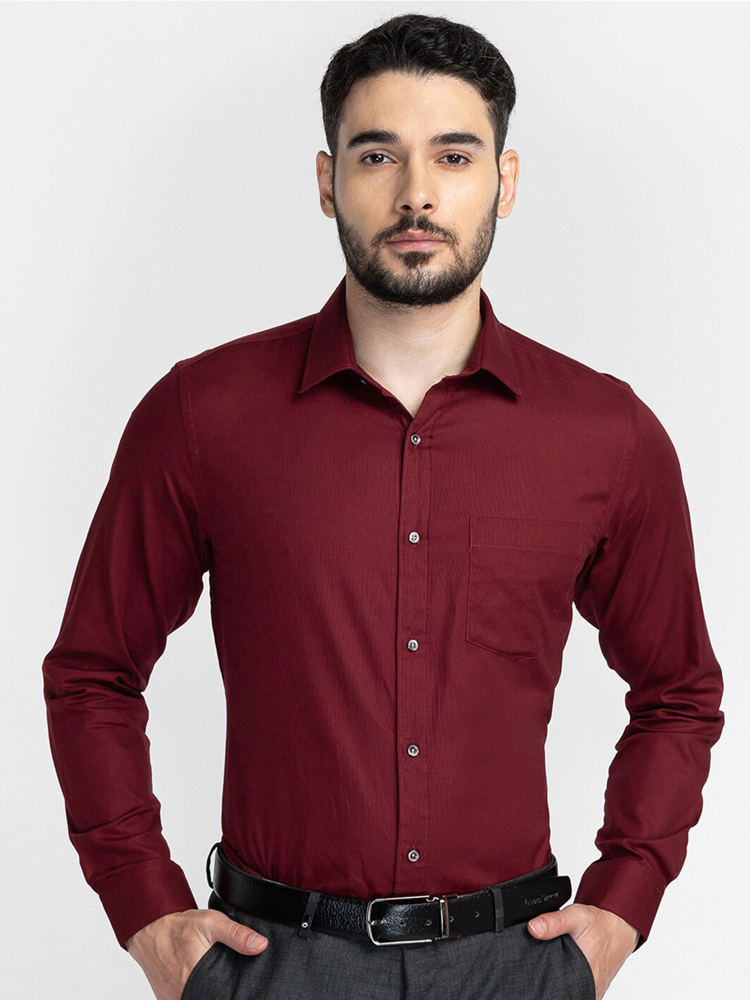 

Oxemberg Men Maroon Classic Slim Fit Formal Shirt