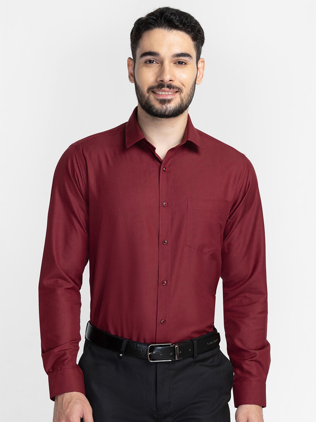 

Oxemberg Men Maroon Classic Slim Fit Formal Cotton Shirt