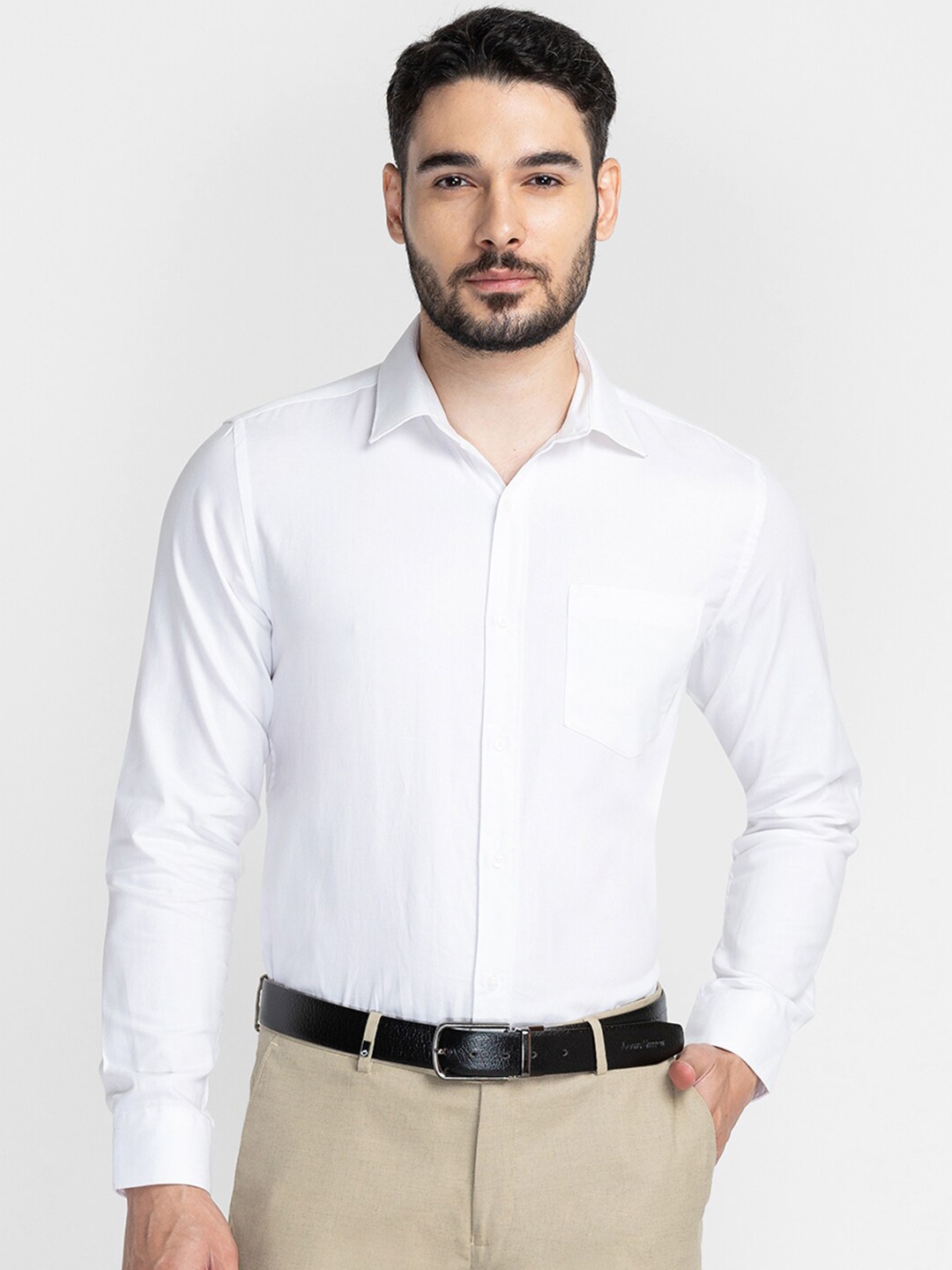 

Oxemberg Men White Classic Slim Fit Cotton Formal Shirt