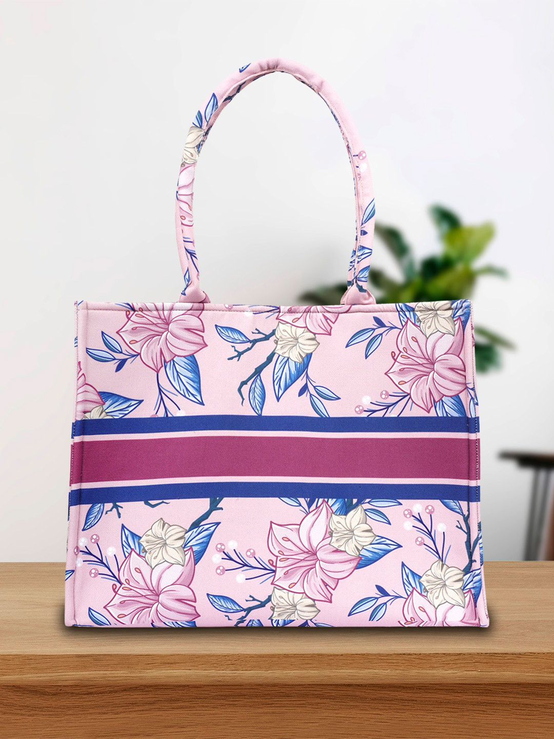 

Crazy Corner Women Pink & Blue Floral Printed Handheld Bag