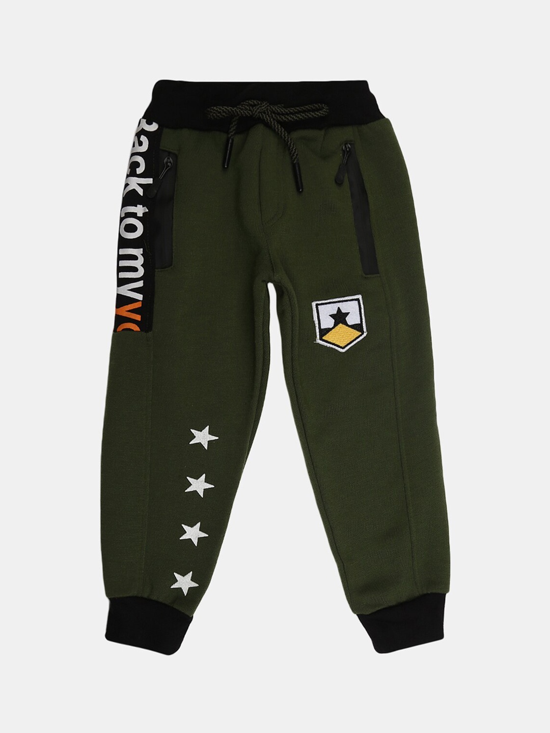 

V-Mart Boys Typography Printed Joggers, Olive