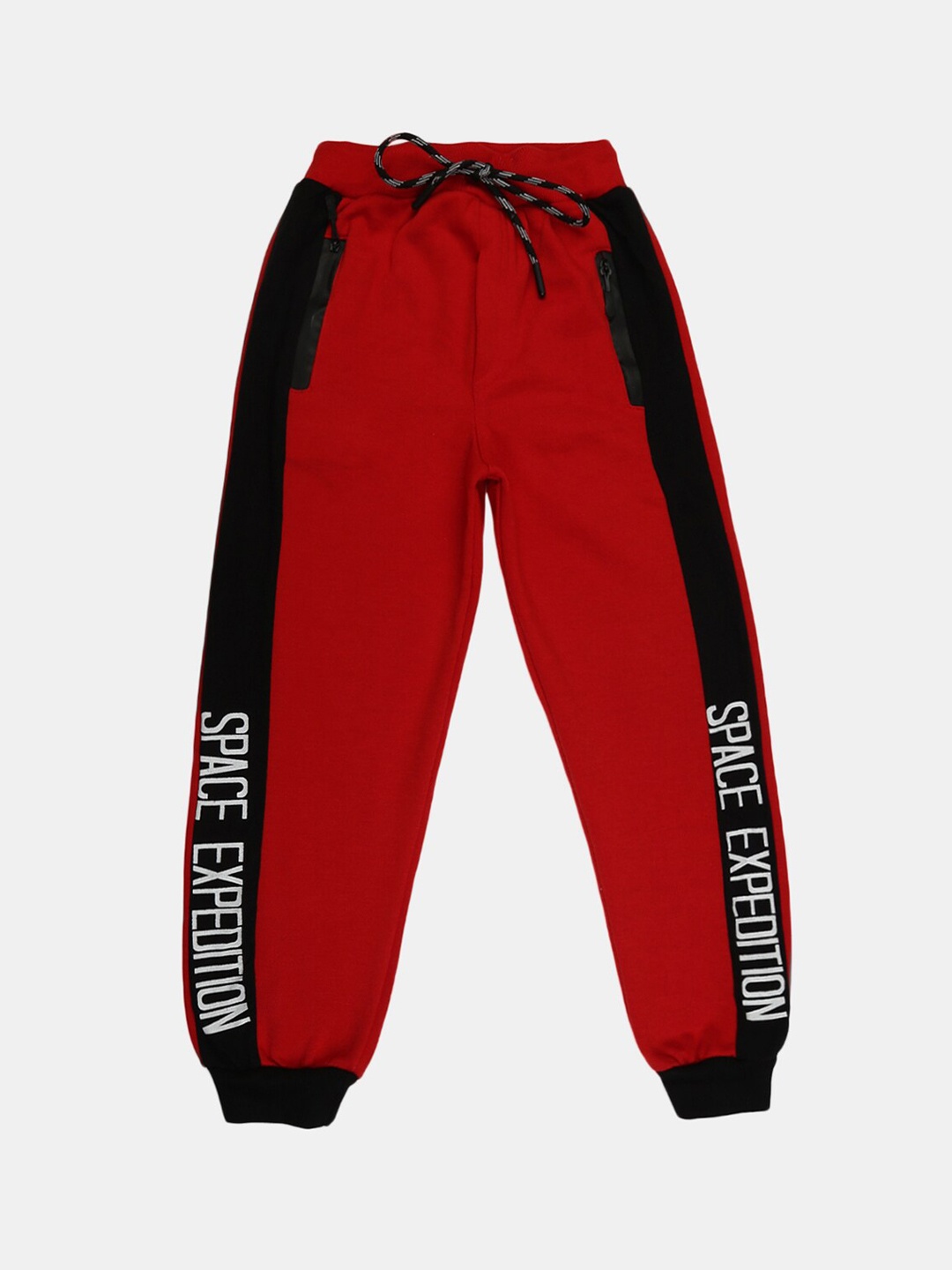 

V-Mart Boys Red & Black Typography Printed Joggers