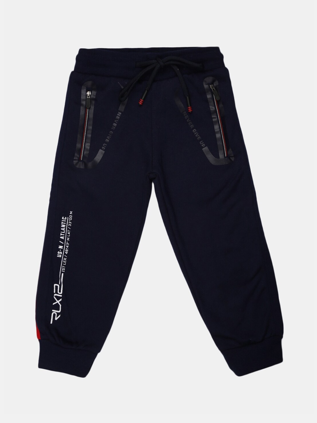 

V-Mart Boys Navy Blue Typography Printed Cotton Joggers