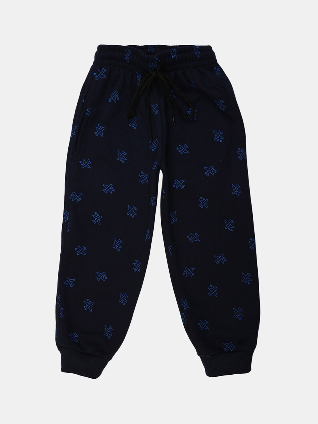 

V-Mart Boys Navy Blue Conversational Printed Cotton Joggers