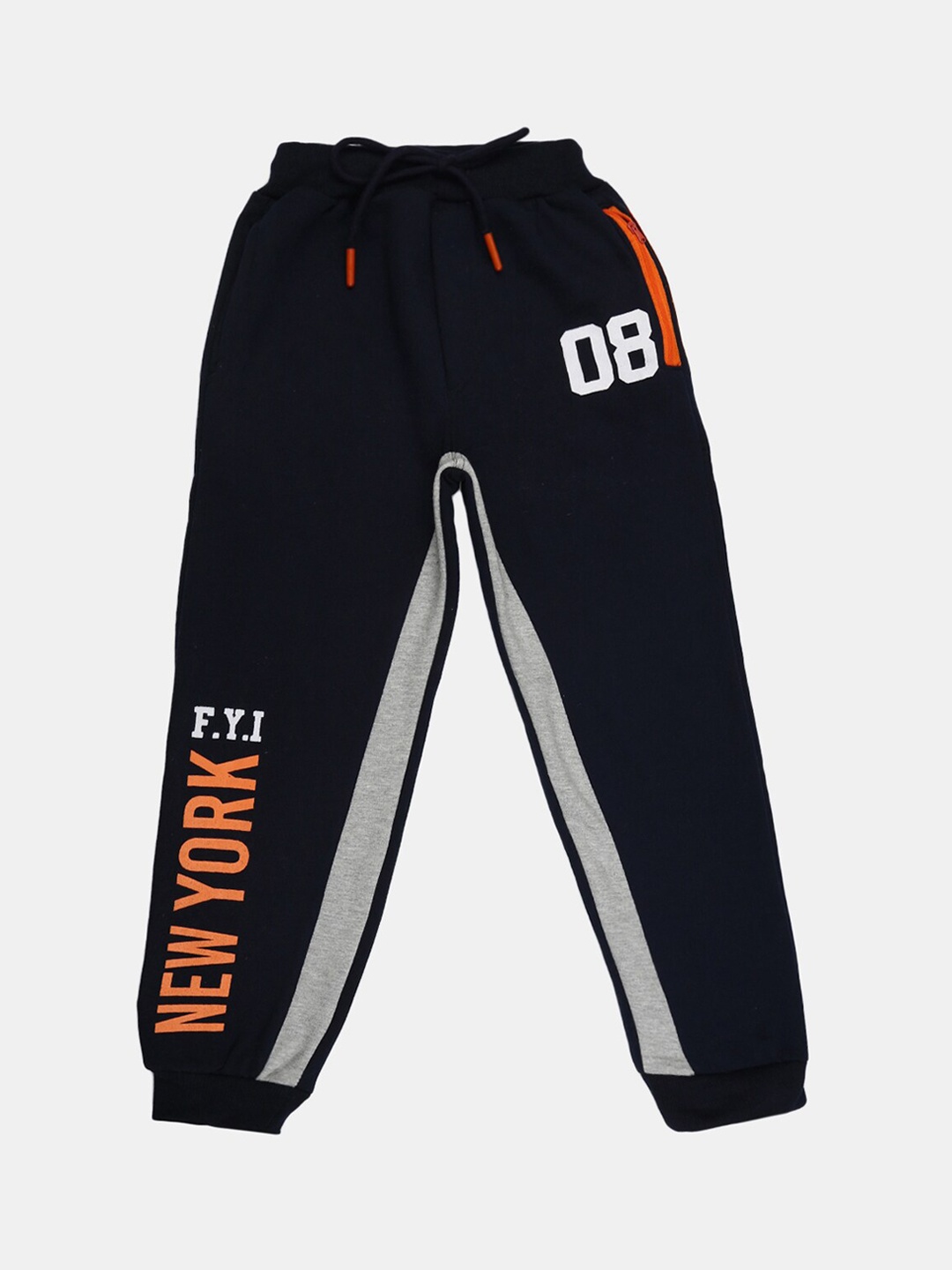 

V-Mart Boys Navy Blue Typography Printed Cotton Joggers