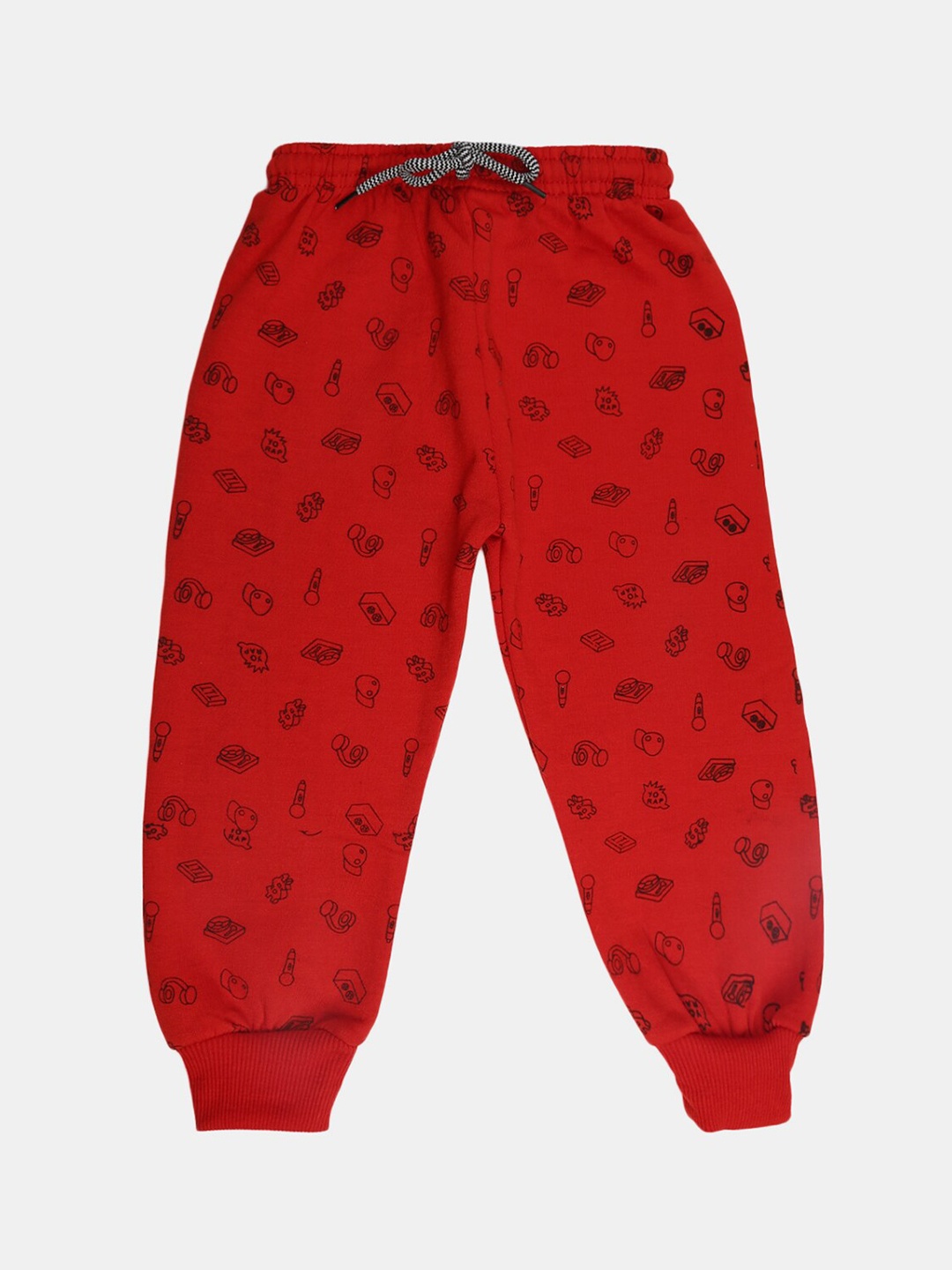 

V-Mart Boys Red Conversational Printed Cotton Fleece Joggers