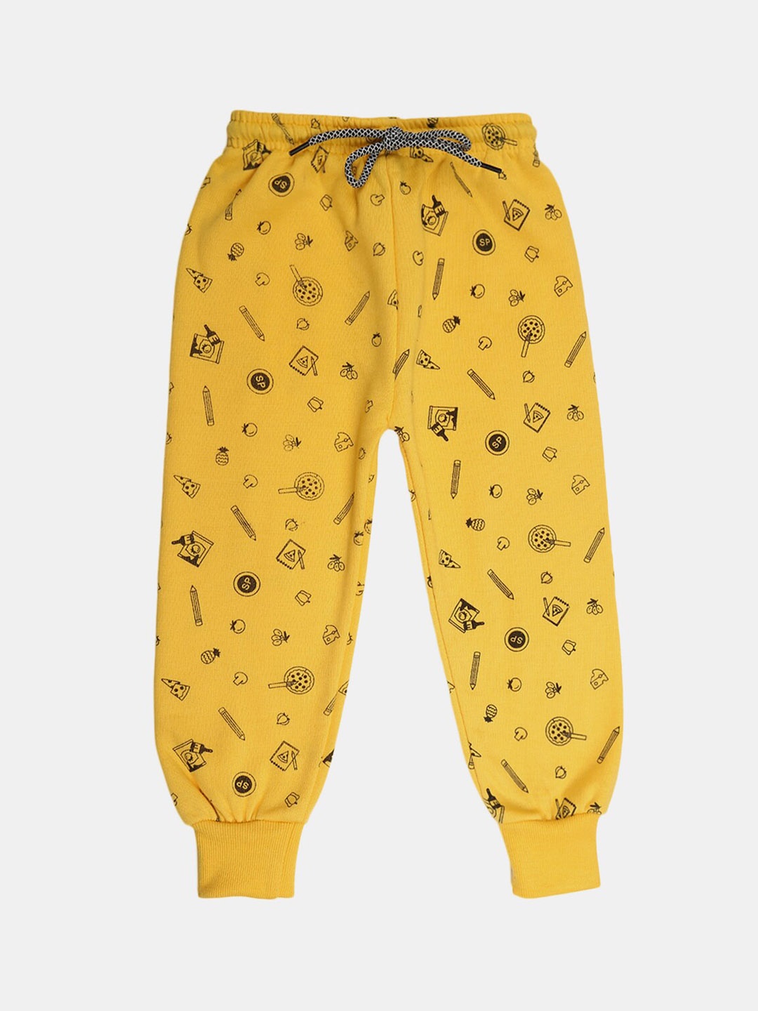 

V-Mart Boys Yellow Conversational Printed Cotton Joggers