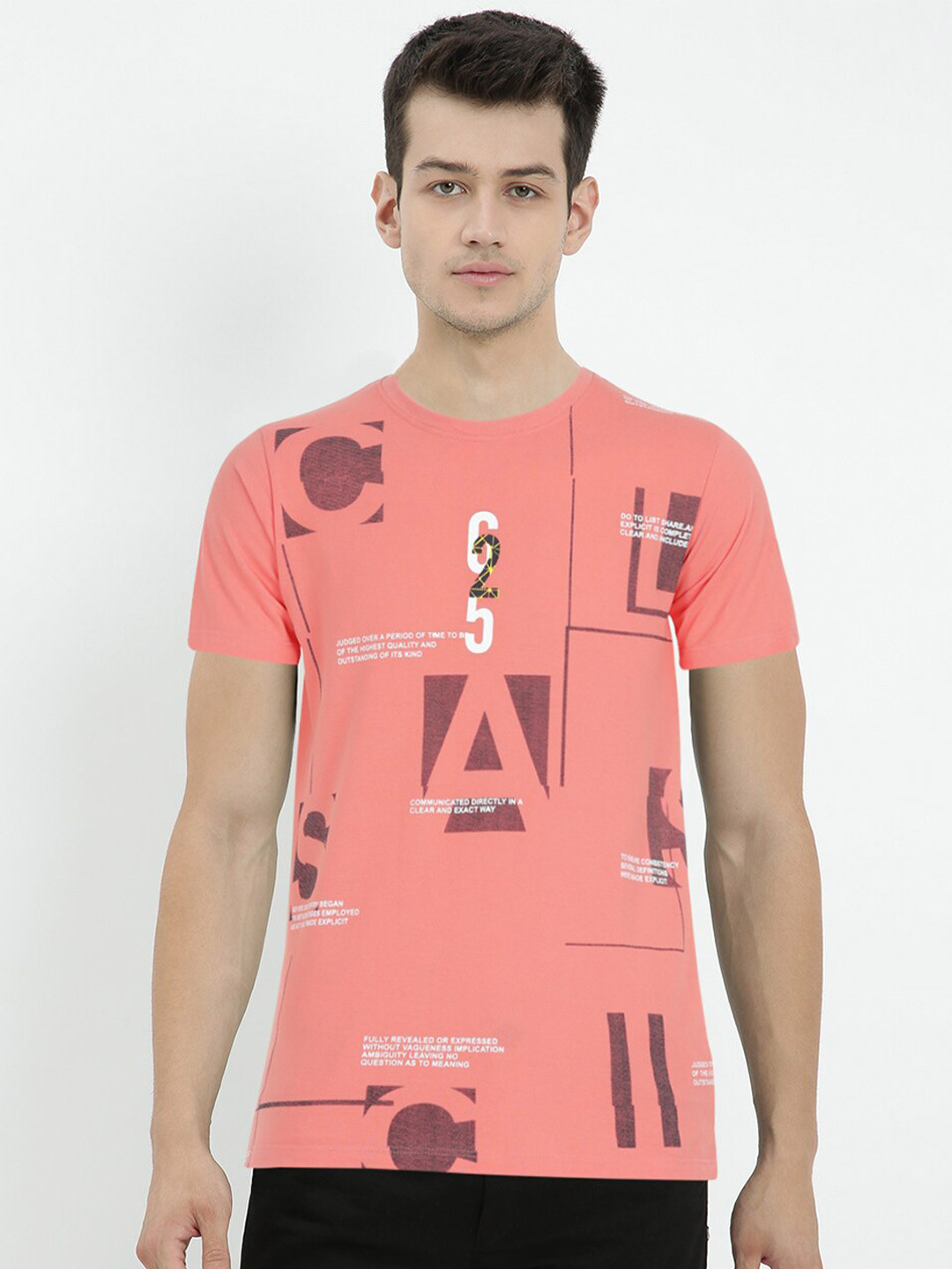 

V2 Value & Variety Men Coral Typography Printed Cotton T-shirt
