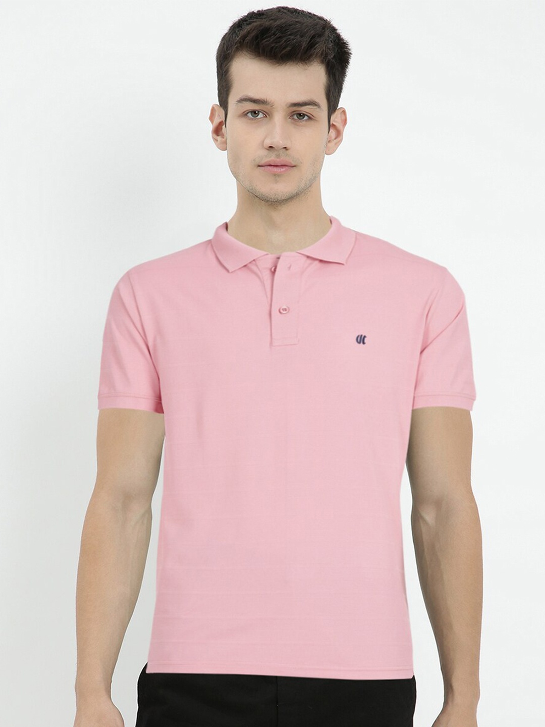 

V2 Value & Variety Men Pink Solid Polo Collar Cotton T-shirt