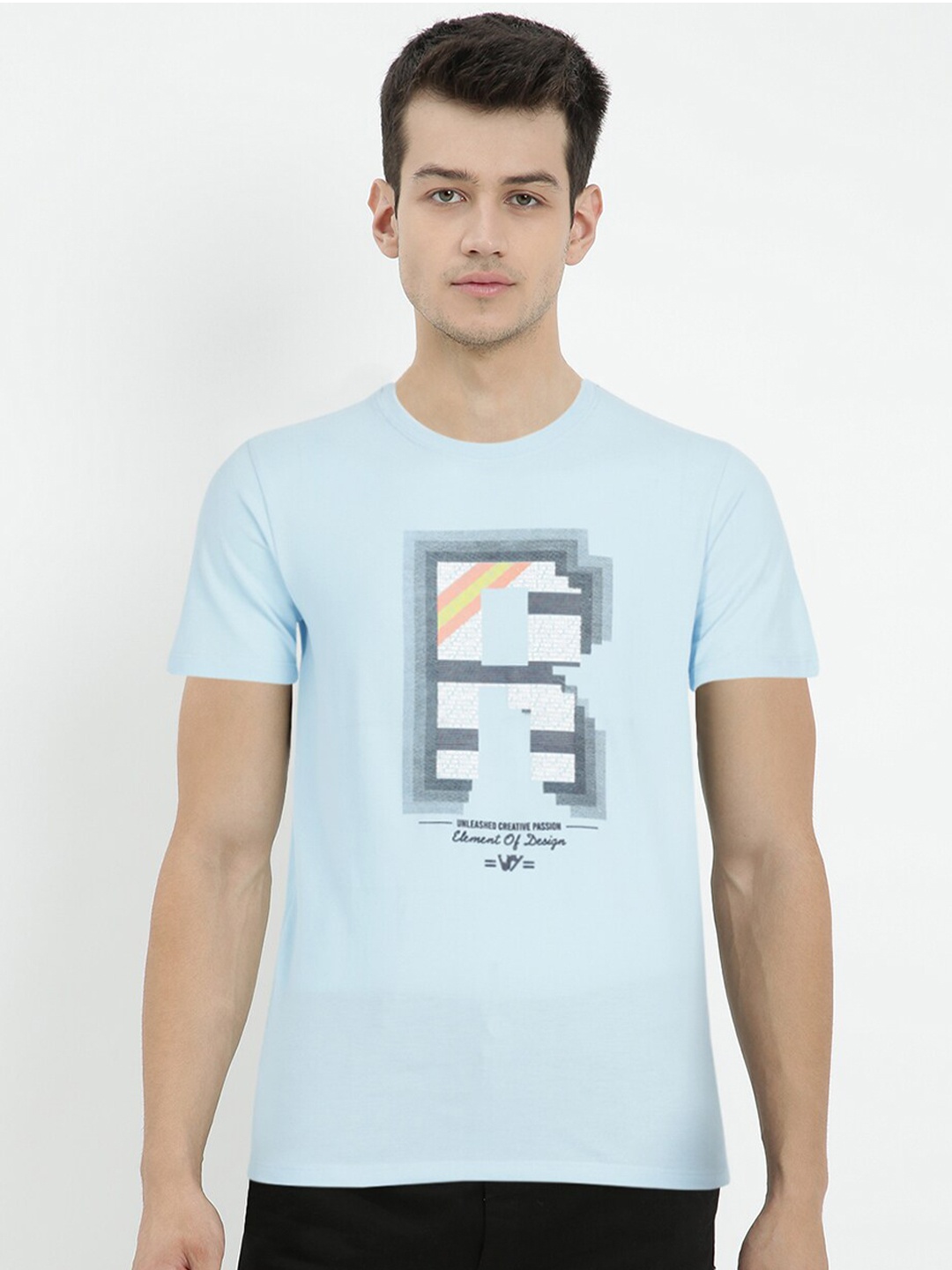 

V2 Value & Variety Men Blue Typography Printed Cotton T-shirt
