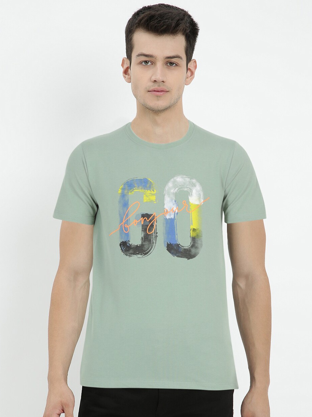 

V2 Value & Variety Men Green Typography Printed Cotton T-shirt