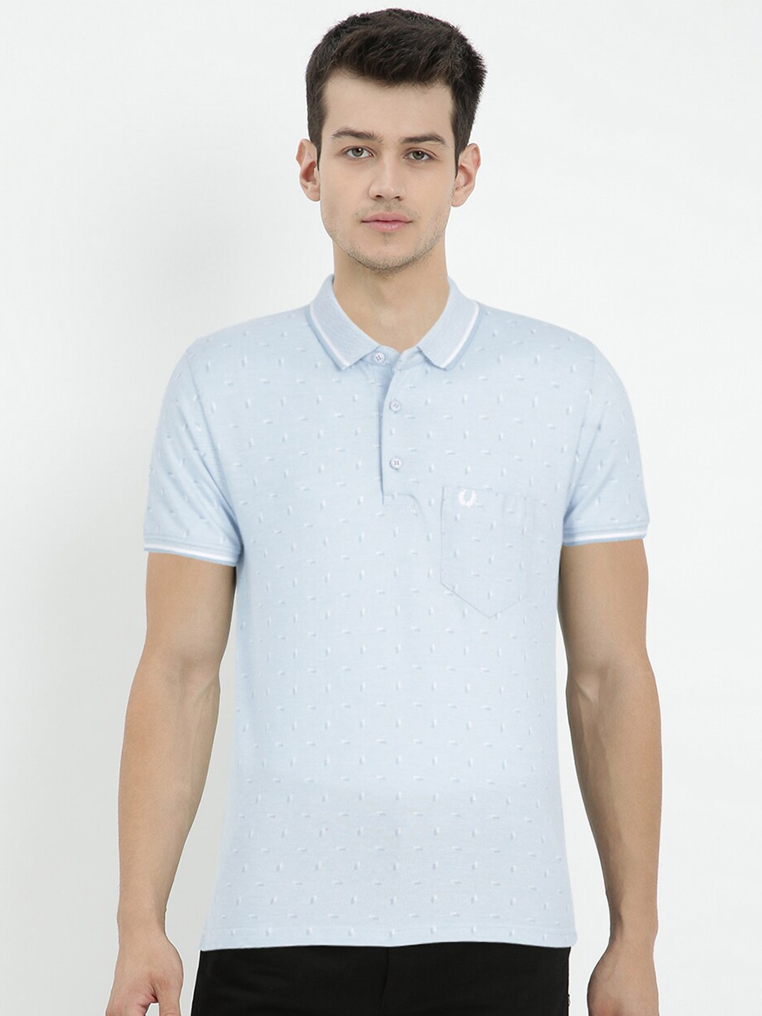 

V2 Value & Variety Men Blue Printed Polo Collar T-shirt