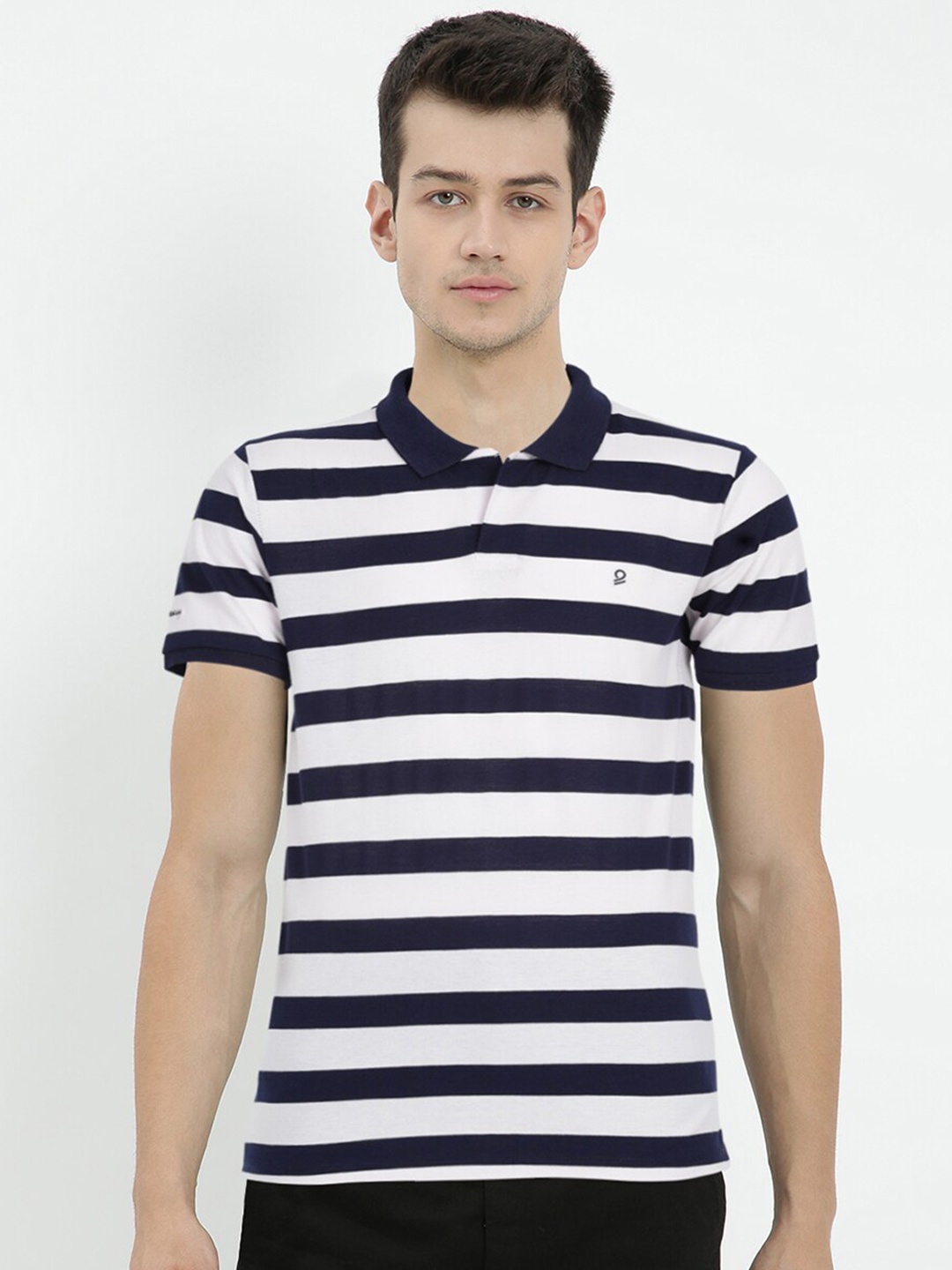 

V2 Value & Variety Men White Striped Polo Collar T-shirt