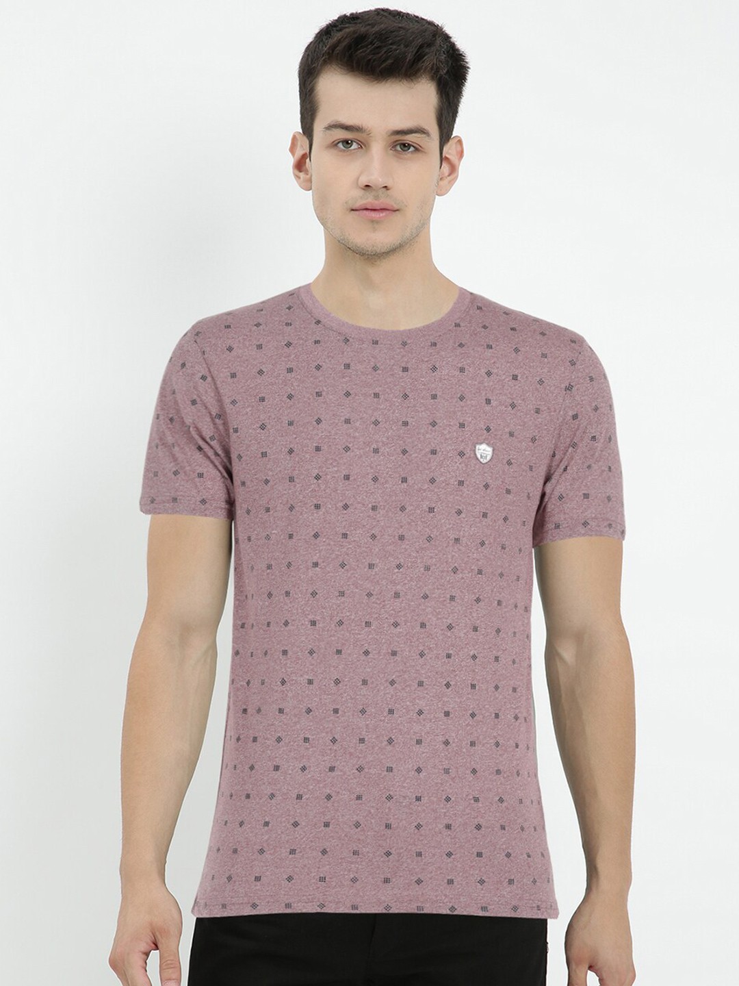 

V2 Value & Variety Men Mauve Conversational Round Neck T-shirt