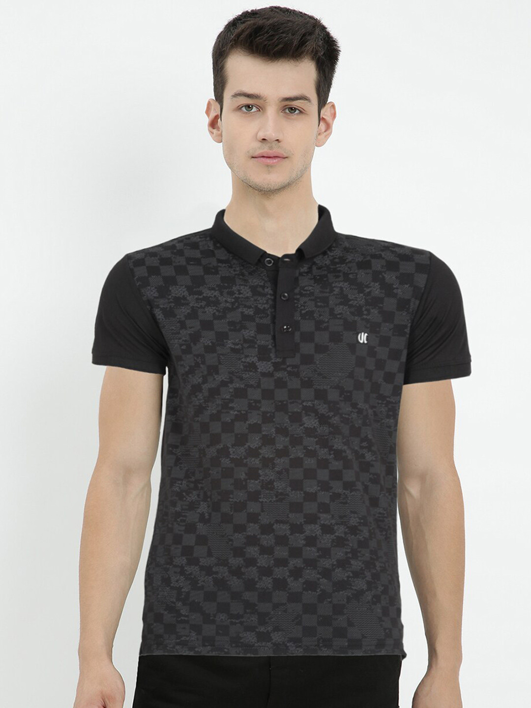 

V2 Value & Variety Men Black Polo Collar Cotton T-shirt