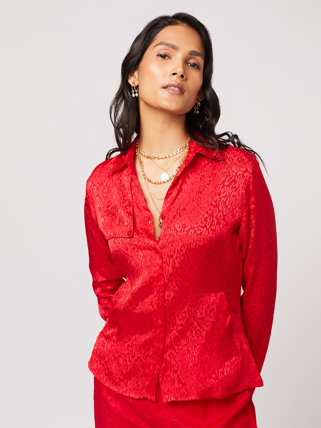 

NOT SO PINK Women Red Box Fit Shirt