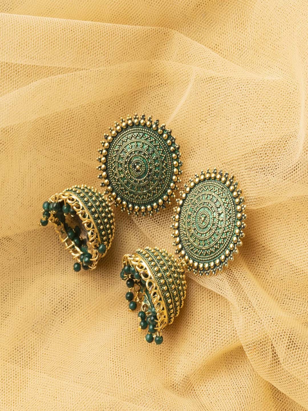 

Jewelz Gold-Toned Dome Shaped Jhumkas Earrings
