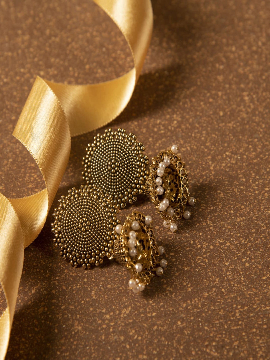 

Jewelz Gold-Toned Dome Shaped Jhumkas Earrings