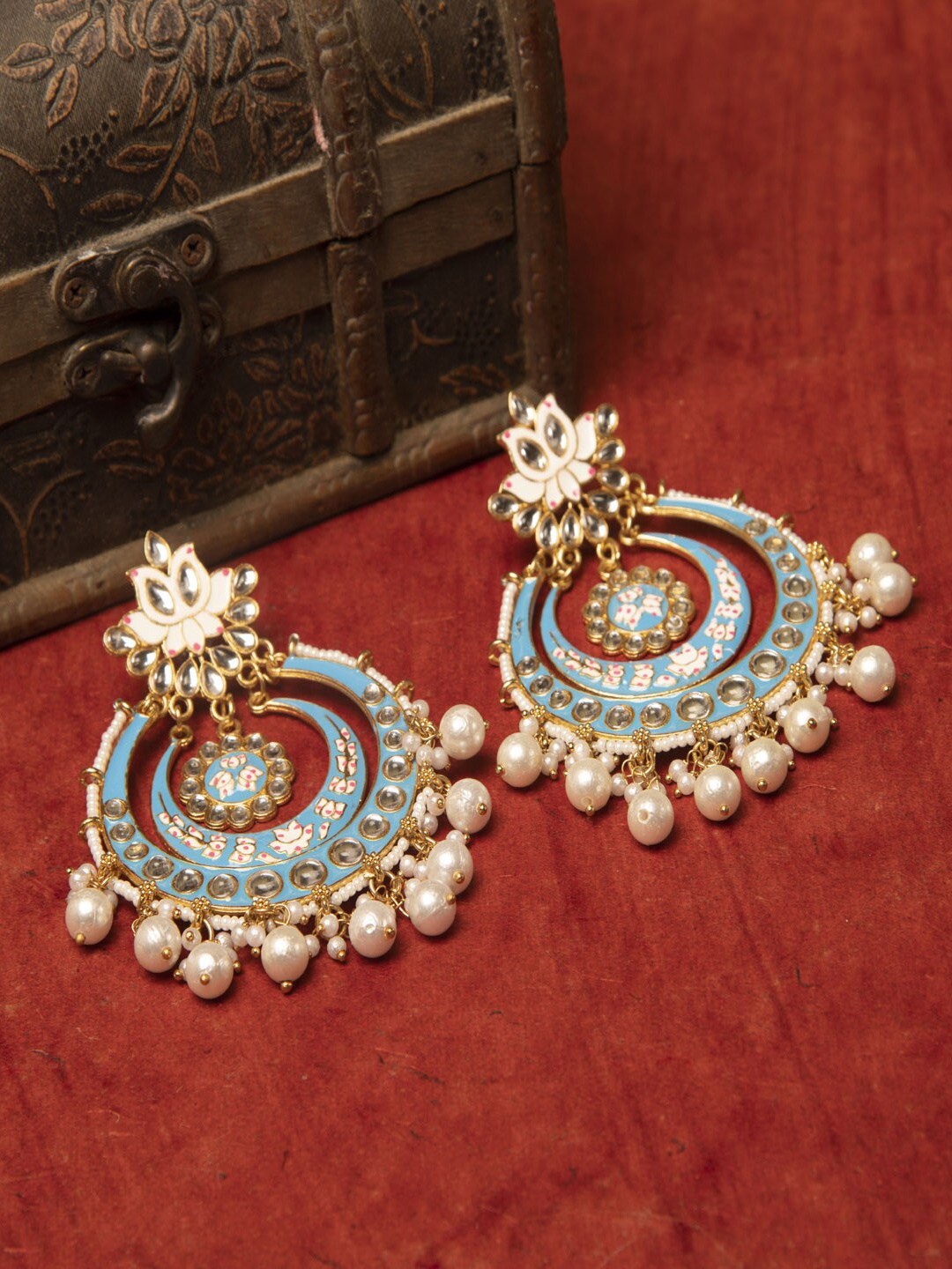 

Jewelz Blue Gold Plated Contemporary Chandbalis Earrings