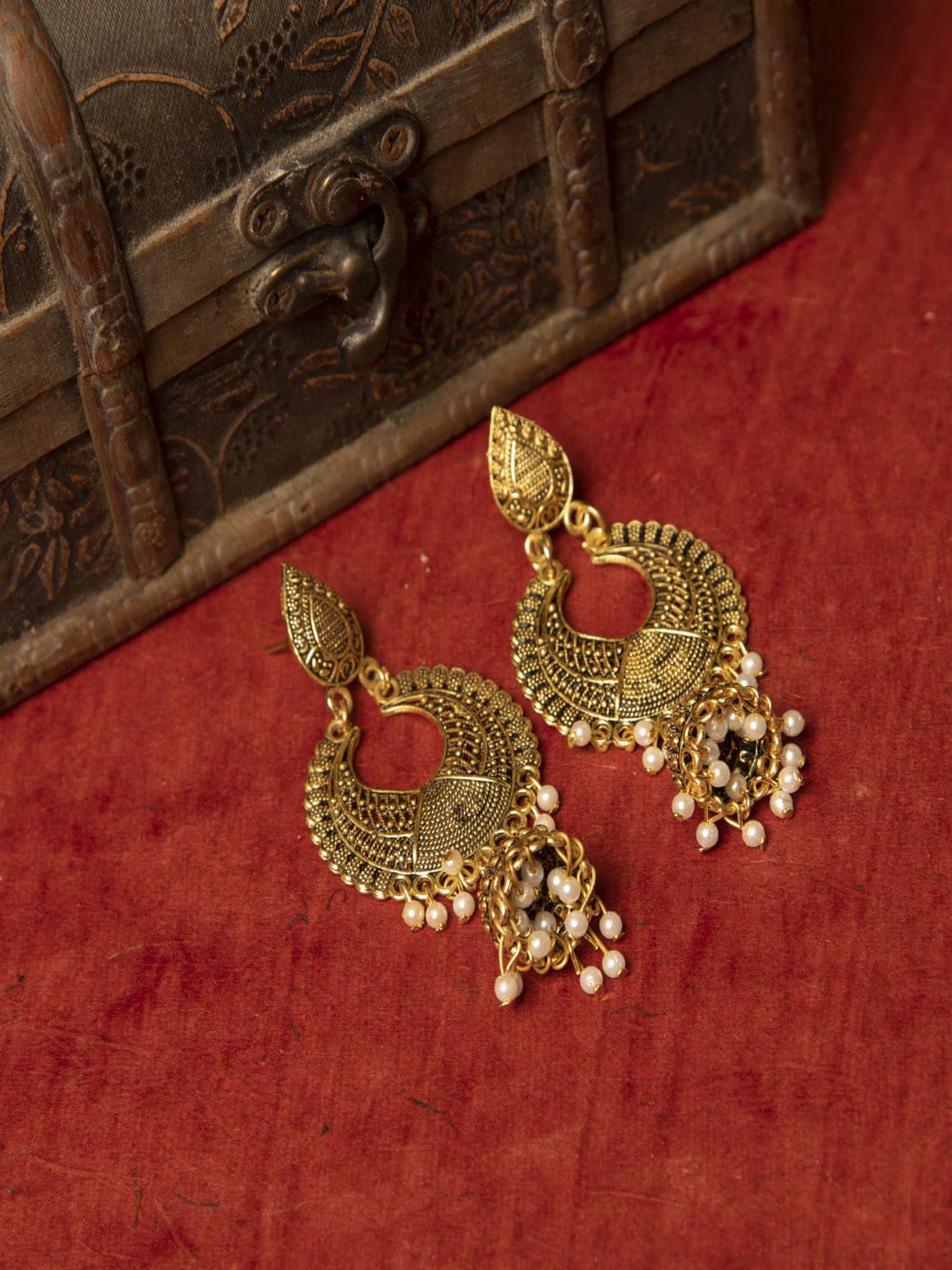 

Jewelz Women Gold-Toned Contemporary Jhumkas Earrings
