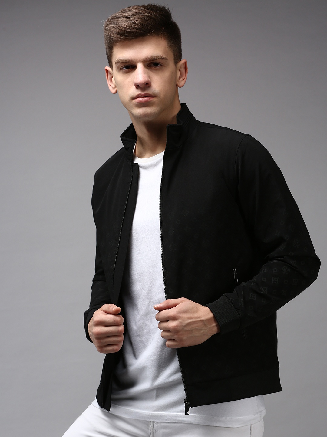 SHOWOFF Men Black Water Resistant Bomber Jacket