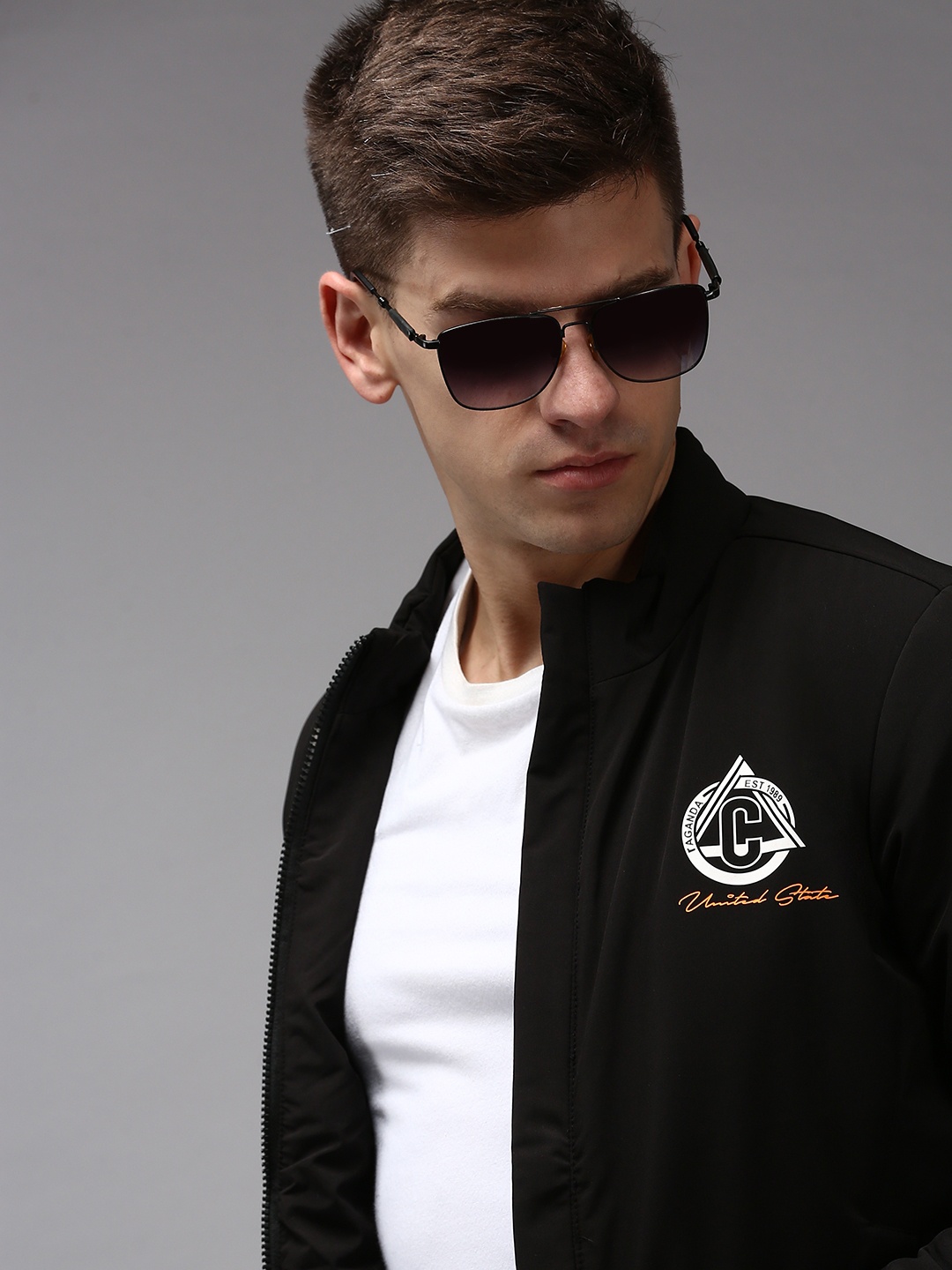 

SHOWOFF Men Black Water Resistant Bomber Jacket