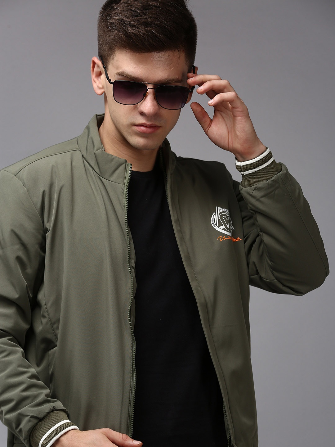 

SHOWOFF Men Olive Green Water Resistant Bomber Jacket