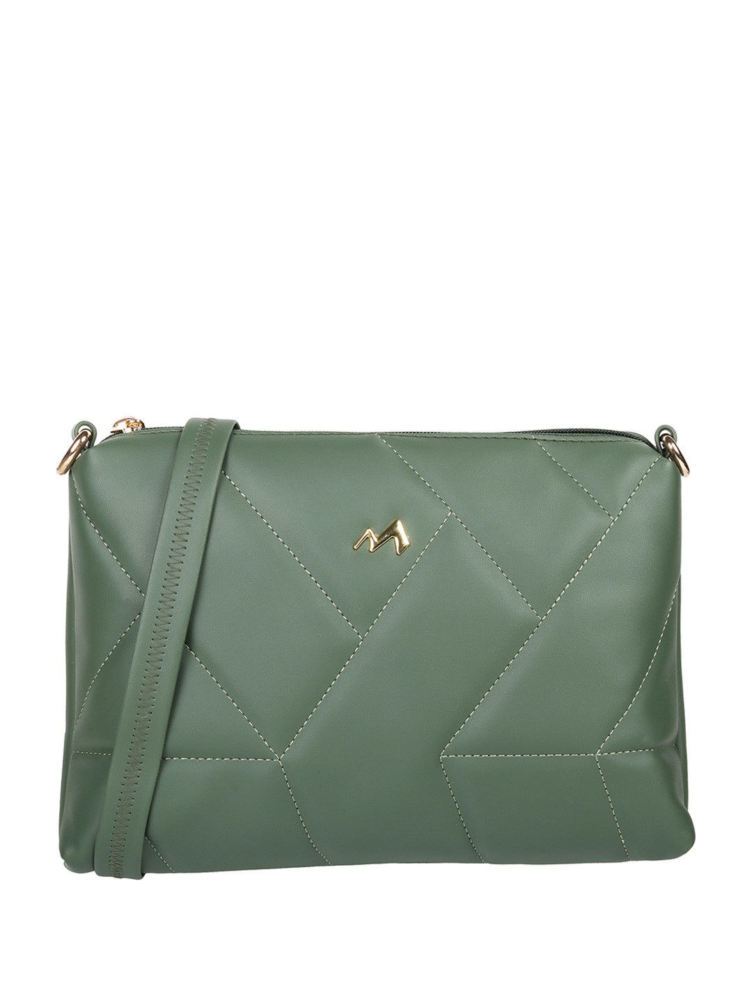 Metro Green Structured Sling Bag with Quilted
