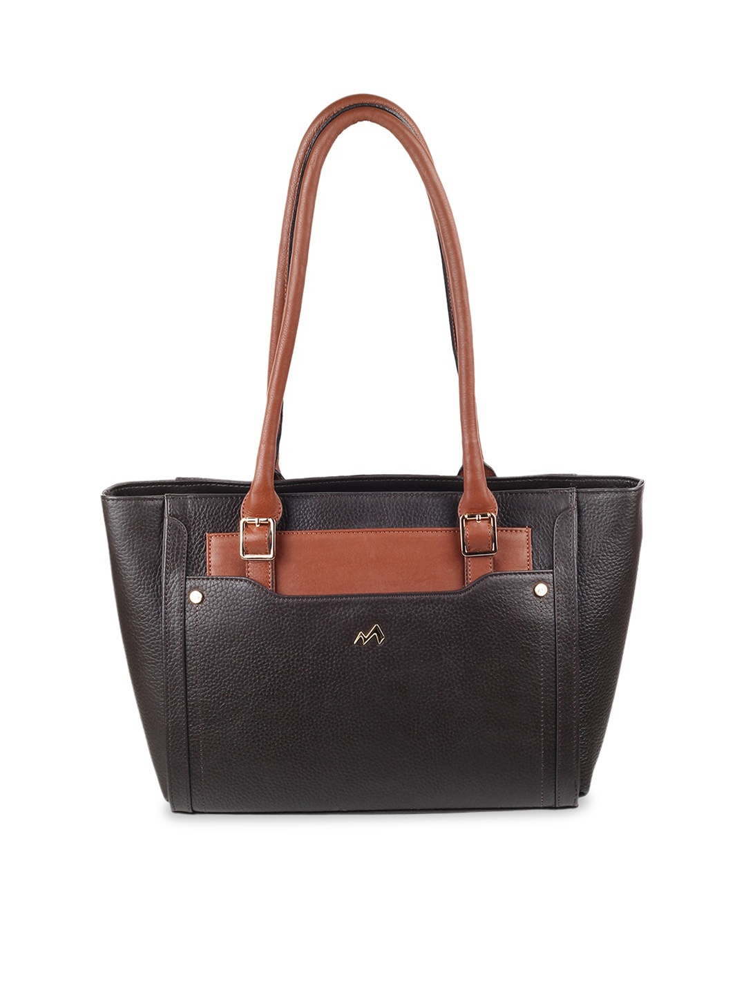 

Metro Brown Colourblocked Leather Oversized Structured Shoulder Bag