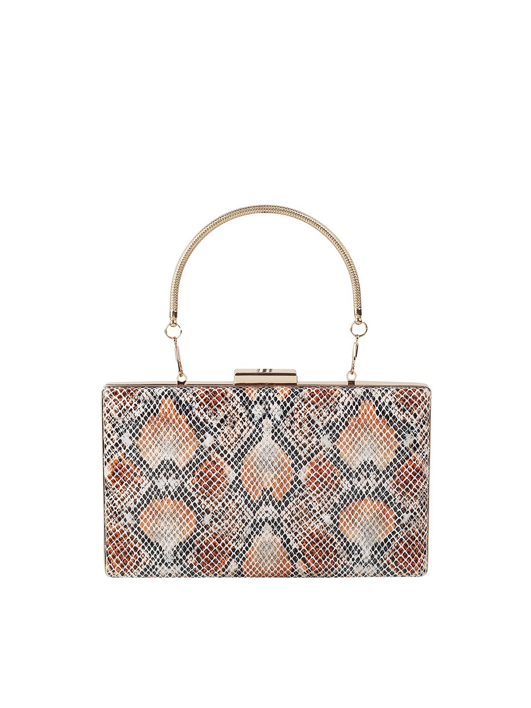 

Metro Women Pink & Cream-Coloured Printed Box Clutch