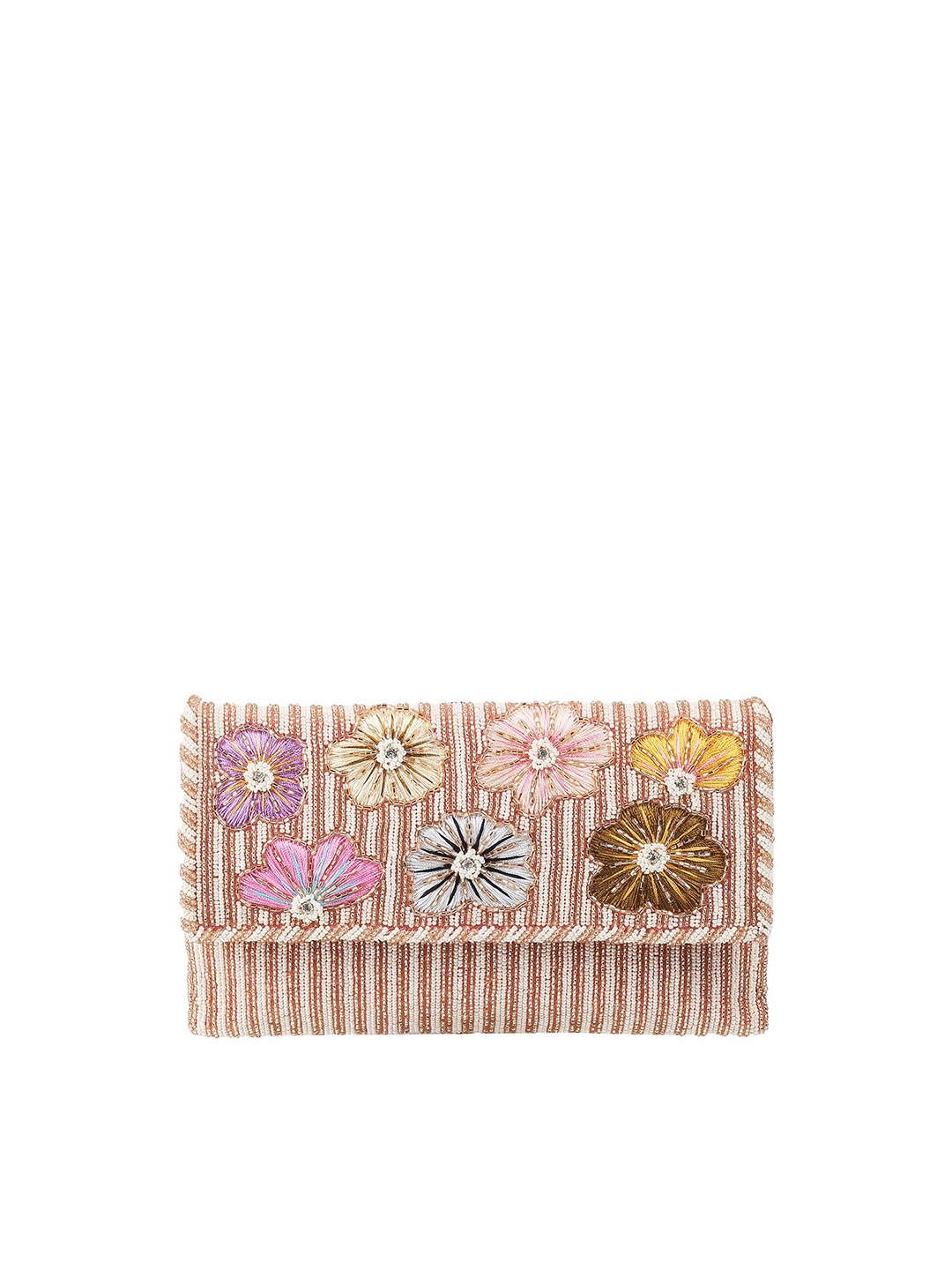 

Metro Pink & Yellow Embellished Embellished Envelope Clutch