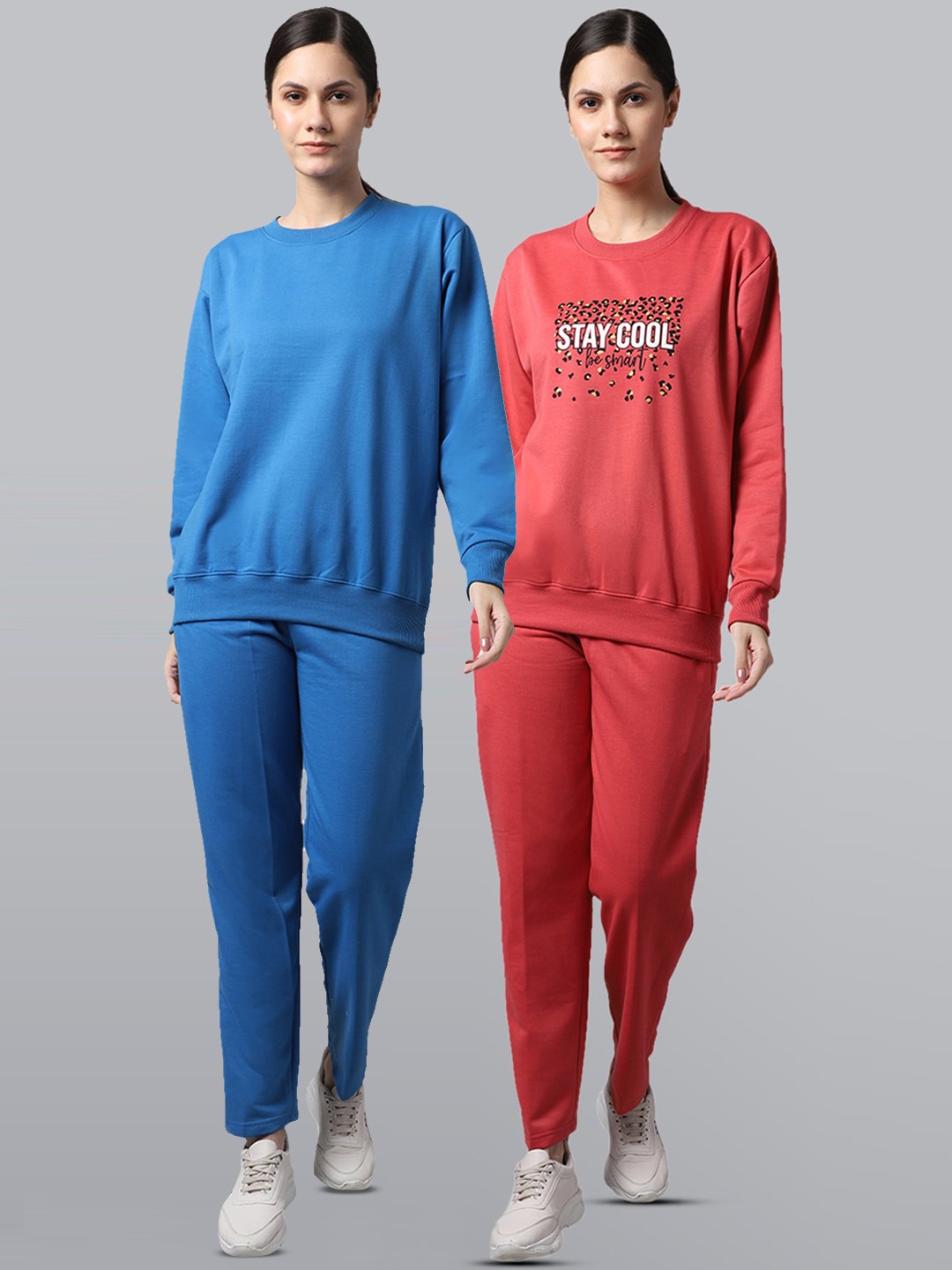 

MACK JONNEY Women Pack Of 2 Printed Tracksuits, Blue