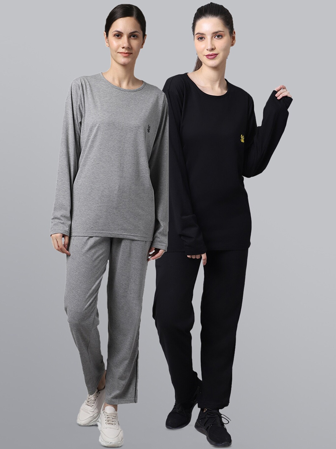 

MACK JONNEY Women Pack Of 2 Black & Grey Solid Tracksuits