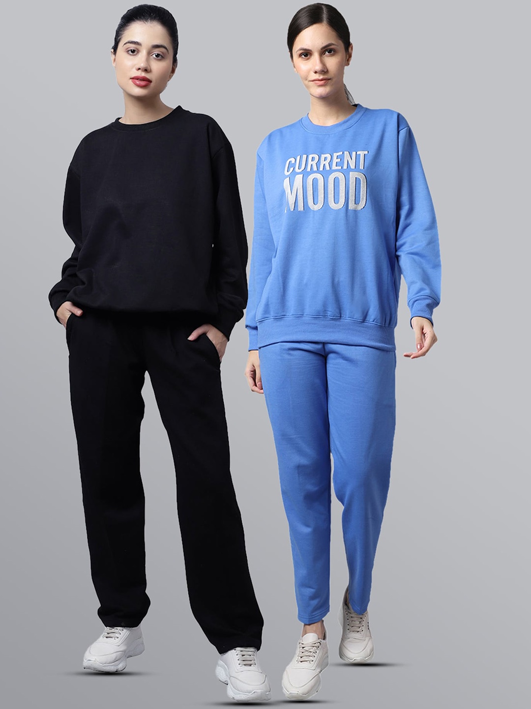 

VIMAL JONNEY Women Pack Of 2 Blue & Black Typography Tracksuits