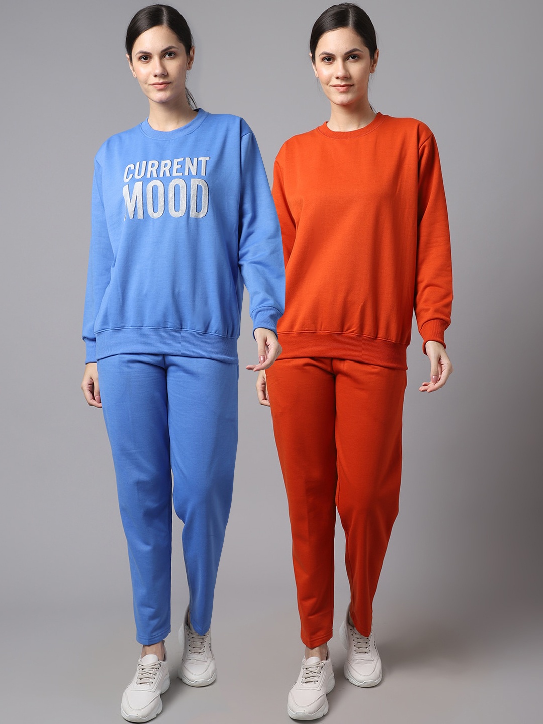 

VIMAL JONNEY Women Pack Of 2 Orange & Blue Printed Tracksuits