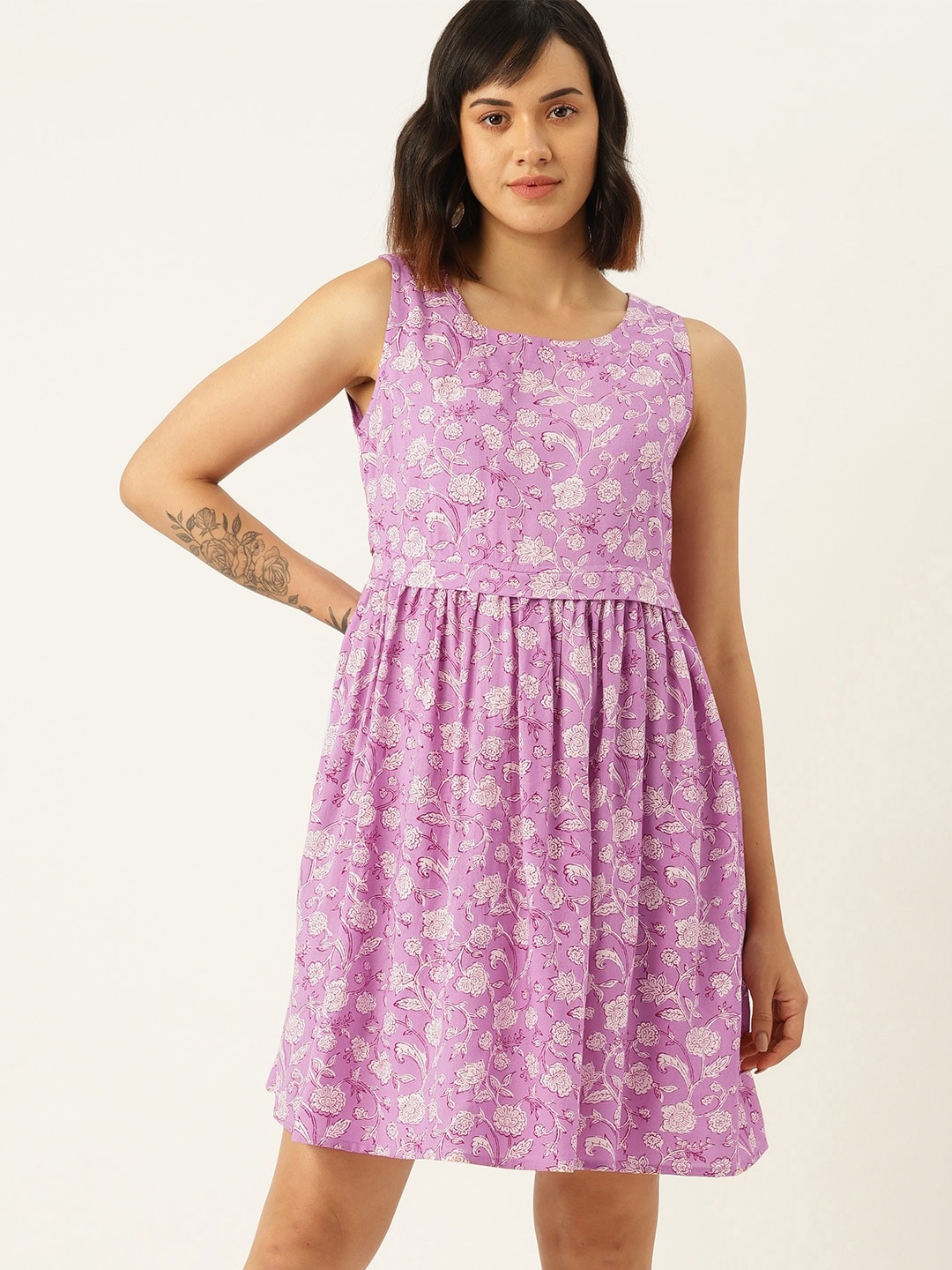 

DressBerry Floral Print A-Line Dress, Purple