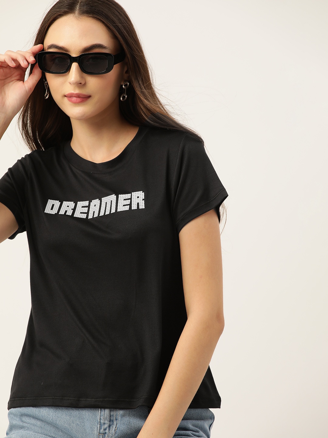 

DressBerry Typography Print T-shirt, Black