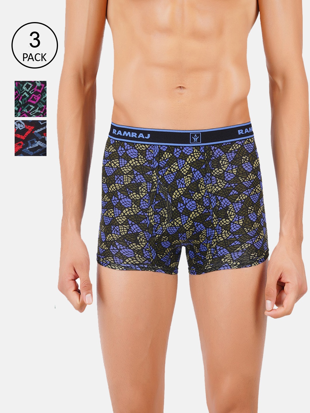 

Ramraj Men Pack of 3 Assorted Cotton Sparkle Trunks