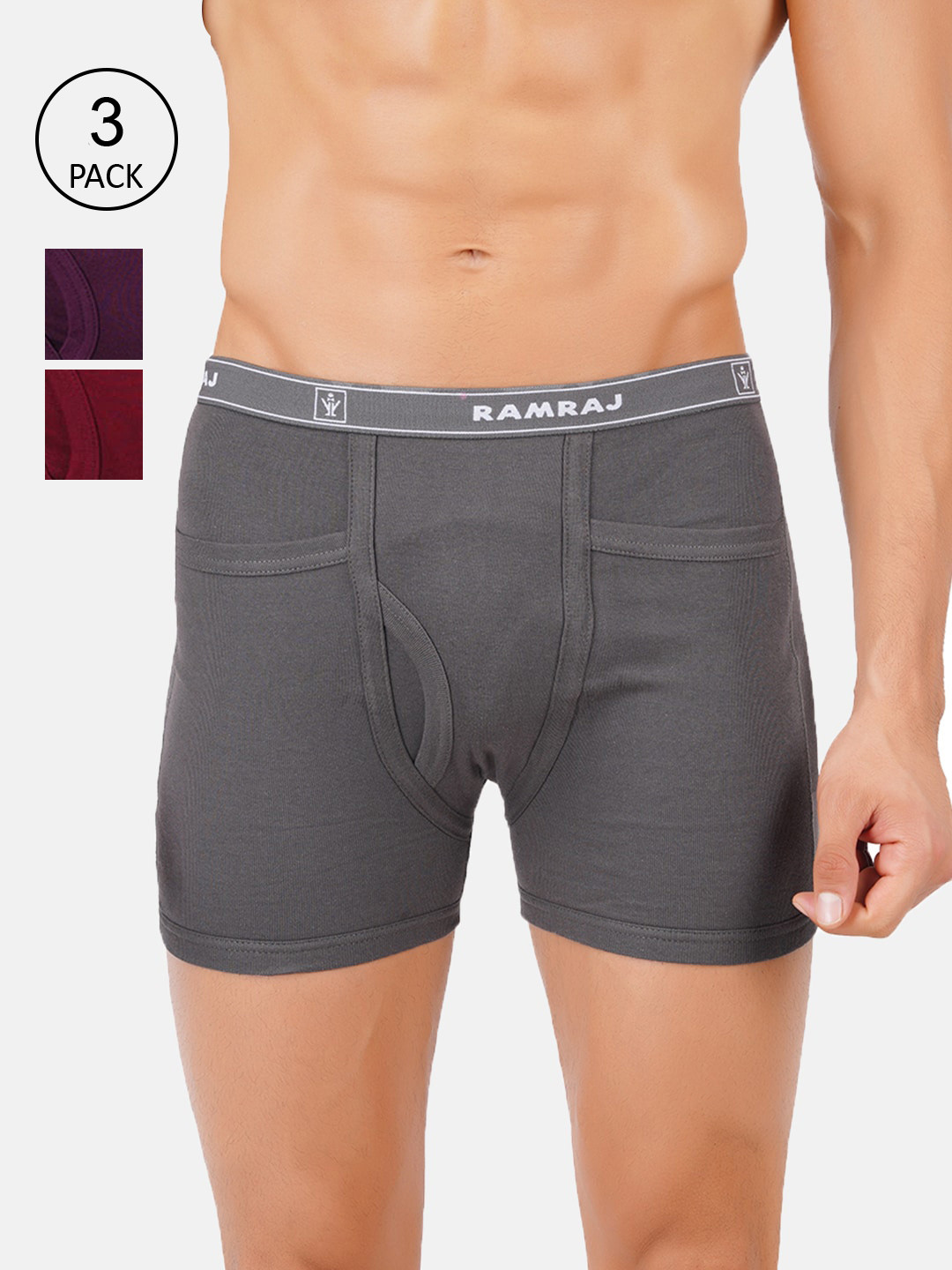 

Ramraj Men Pack of 3 Assorted Cotton Target Trunks