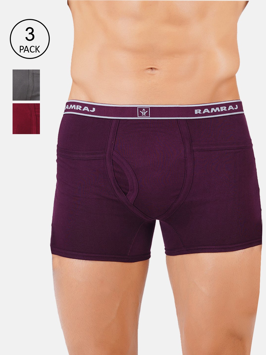 

Ramraj Men Pack of 3 Assorted Cotton Target Trunks