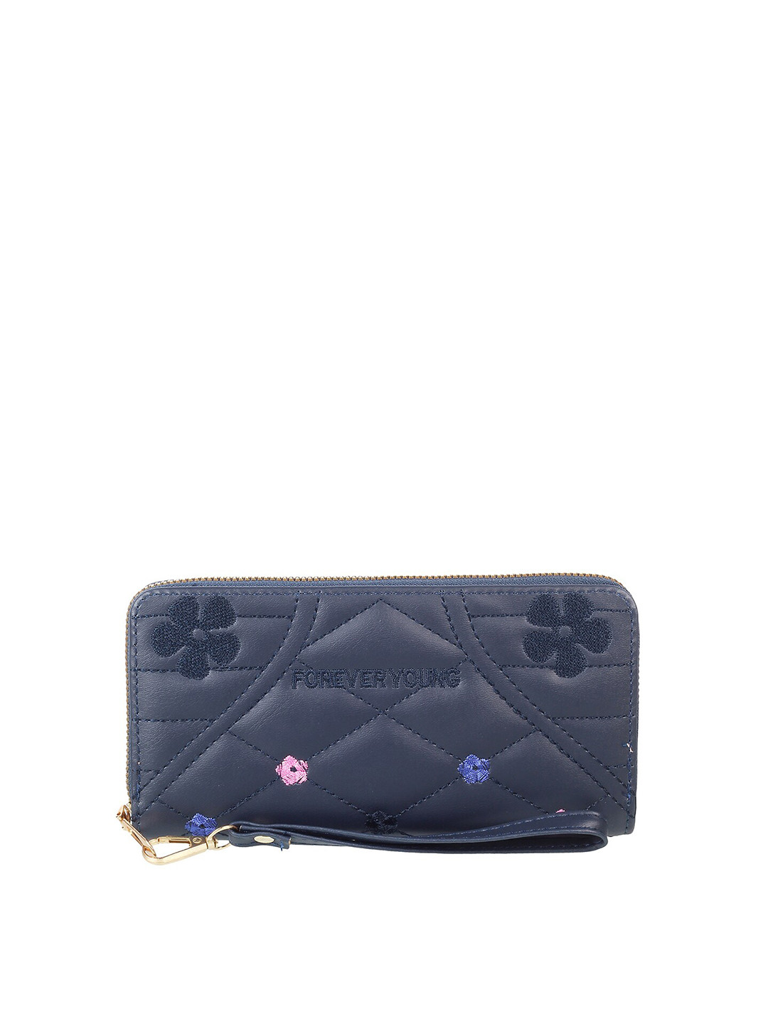 

WALKWAY by Metro Women Blue & Pink Floral Textured Zip Around Wallet