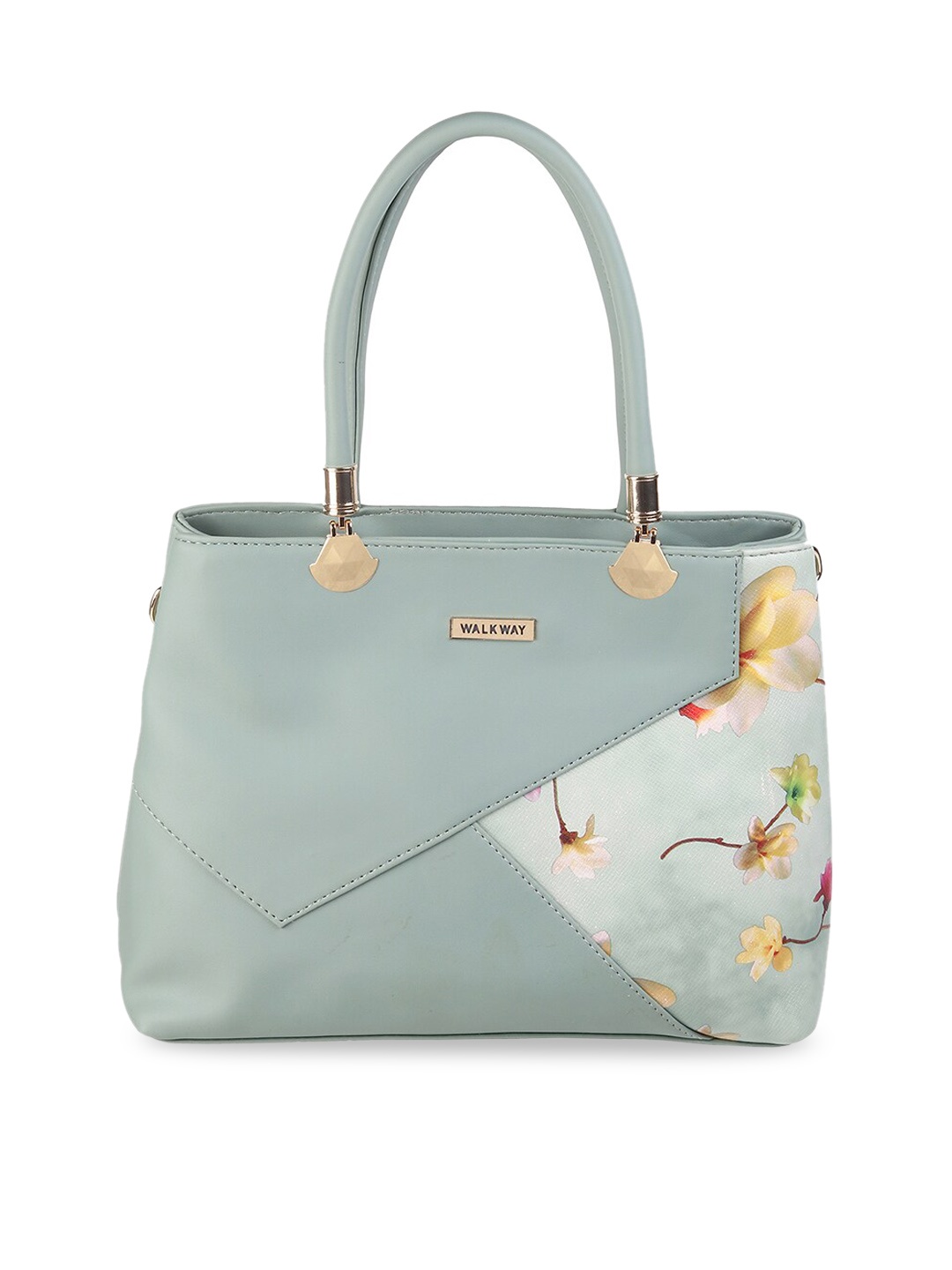 

WALKWAY by Metro Green Floral Printed Structured Handheld Bag