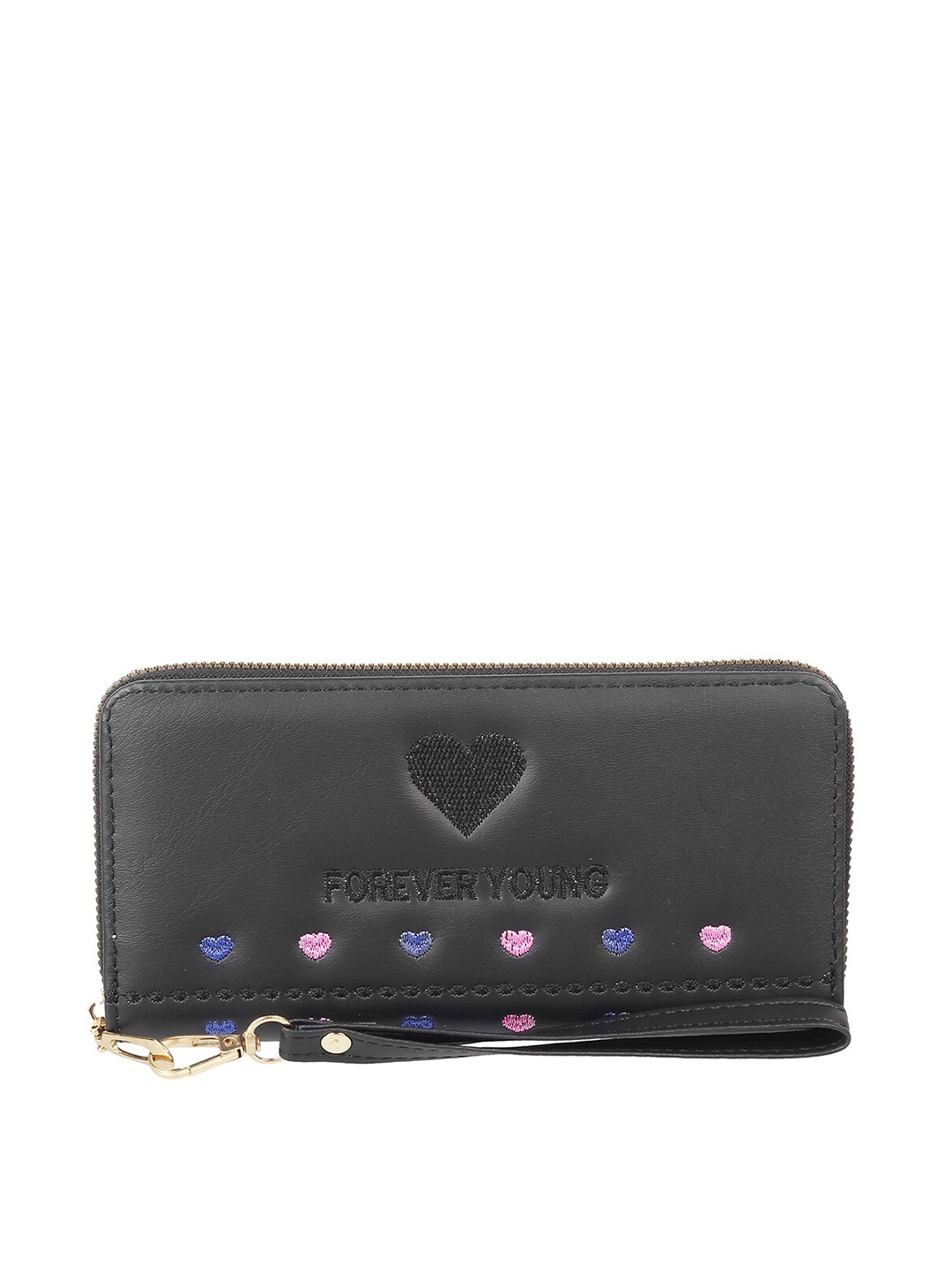 

WALKWAY by Metro Women Black & Blue Textured Zip Around Wallet